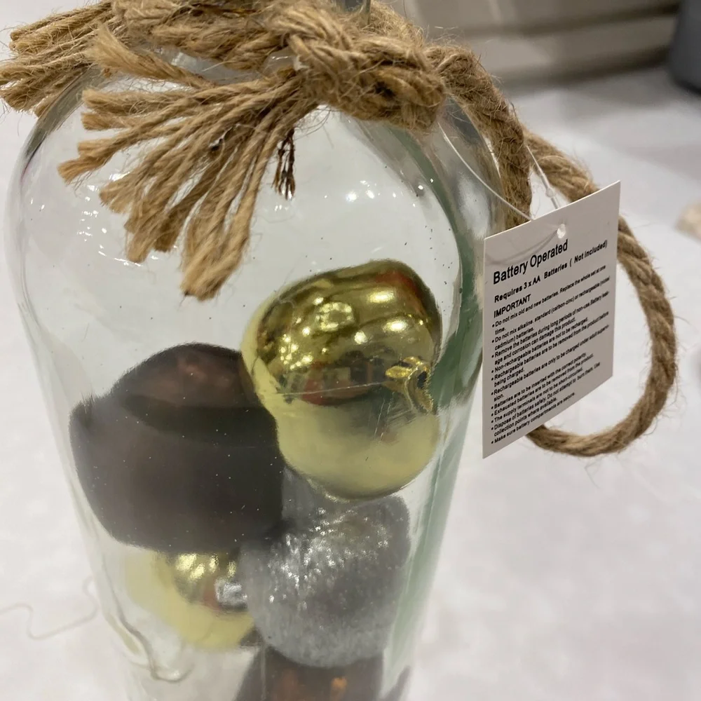 Elegant Holiday Ornament Set lights up in Glass Jar